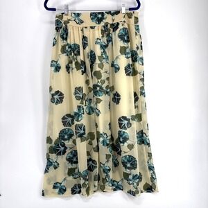 Alberta Ferretti Flowy Sheer Maxi Skirt 12 Yellow Morning Glory